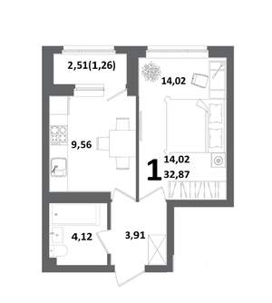 1-к квартира, вторичка, 33м2, 11/21 этаж
