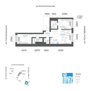 3-к квартира, вторичка, 61м2, 3/24 этаж