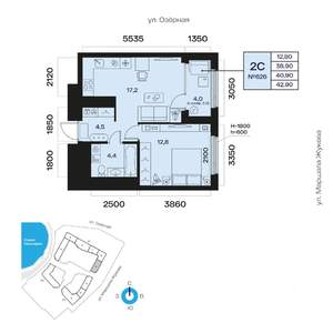 2-к квартира, вторичка, 41м2, 9/32 этаж