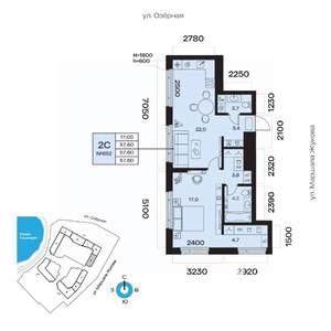 2-к квартира, вторичка, 58м2, 13/32 этаж