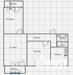 3-к квартира, вторичка, 60м2, 4/9 этаж