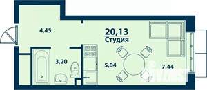 1-к квартира, вторичка, 20м2, 13/24 этаж