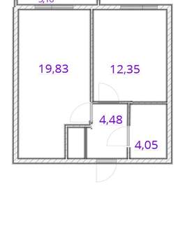 2-к квартира, вторичка, 43м2, 8/25 этаж