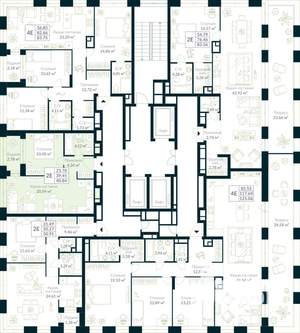 1-к квартира, строящийся дом, 41м2, 30/30 этаж