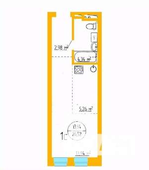 1-к квартира, вторичка, 27м2, 8/16 этаж