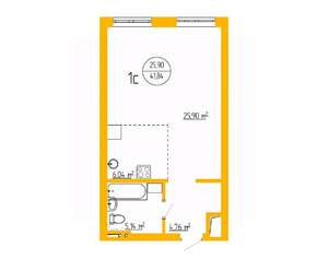 1-к квартира, вторичка, 42м2, 3/16 этаж