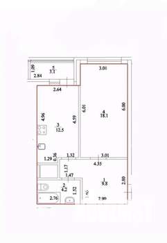 1-к квартира, вторичка, 45м2, 8/25 этаж