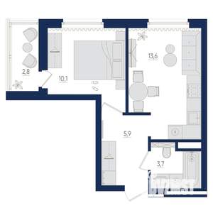 1-к квартира, вторичка, 35м2, 8/22 этаж