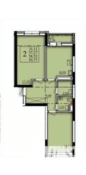 2-к квартира, вторичка, 59м2, 4/21 этаж