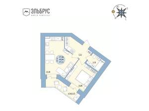 2-к квартира, вторичка, 47м2, 16/20 этаж
