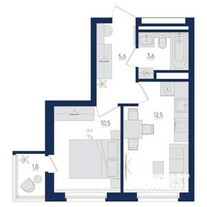 1-к квартира, вторичка, 33м2, 13/22 этаж