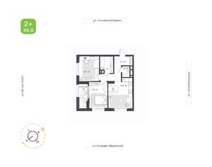2-к квартира, строящийся дом, 59м2, 10/24 этаж