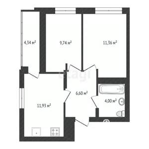 2-к квартира, вторичка, 44м2, 6/18 этаж