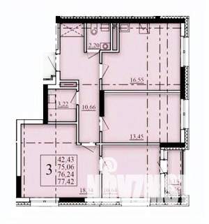 3-к квартира, строящийся дом, 76м2, 14/25 этаж