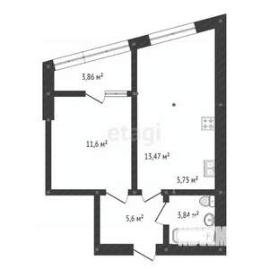 1-к квартира, сданный дом, 45м2, 14/23 этаж