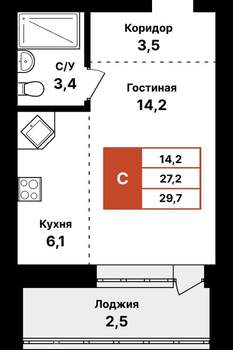 1-к квартира, вторичка, 30м2, 2/8 этаж