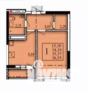 1-к квартира, строящийся дом, 35м2, 14/21 этаж