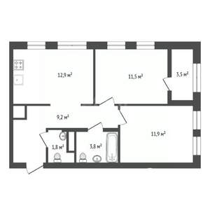 2-к квартира, вторичка, 54м2, 24/25 этаж