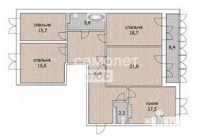 4-к квартира, вторичка, 128м2, 9/9 этаж