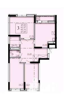 3-к квартира, строящийся дом, 86м2, 4/25 этаж