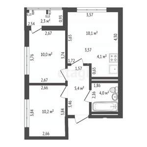 3-к квартира, вторичка, 46м2, 13/22 этаж