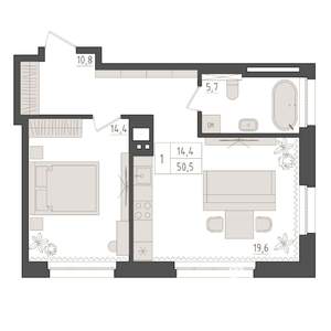 1-к квартира, вторичка, 51м2, 13/23 этаж