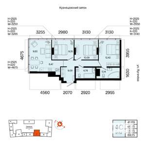 4-к квартира, вторичка, 65м2, 14/31 этаж