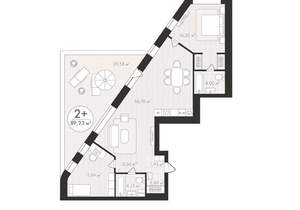 2-к квартира, вторичка, 89м2, 11/24 этаж