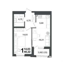 1-к квартира, вторичка, 40м2, 10/21 этаж