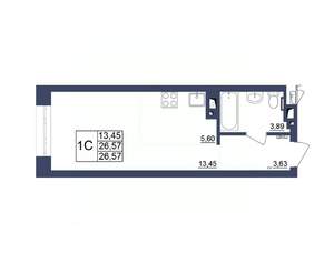 Студия квартира, строящийся дом, 27м2, 20/34 этаж
