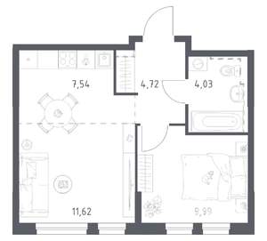 1-к квартира, вторичка, 38м2, 8/12 этаж