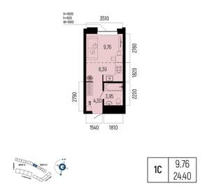 1-к квартира, вторичка, 24м2, 4/13 этаж