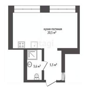Студия квартира, вторичка, 29м2, 12/25 этаж