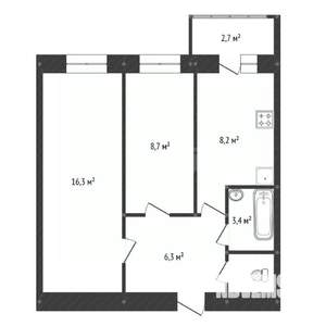 2-к квартира, вторичка, 42м2, 6/11 этаж