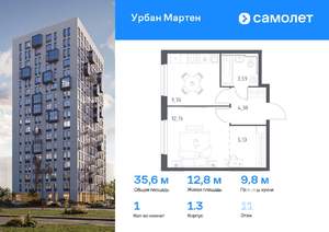 1-к квартира, вторичка, 36м2, 11/12 этаж