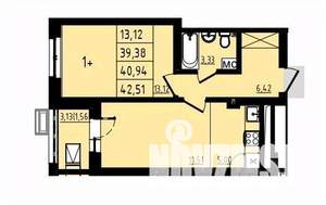 1-к квартира, строящийся дом, 41м2, 25/25 этаж
