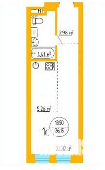 1-к квартира, вторичка, 26м2, 5/16 этаж