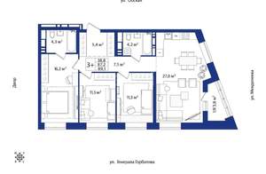 3-к квартира, строящийся дом, 89м2, 4/25 этаж