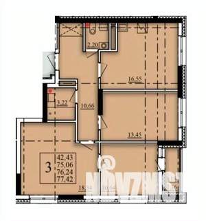 3-к квартира, вторичка, 76м2, 11/21 этаж