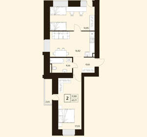 2-к квартира, вторичка, 64м2, 14/10 этаж