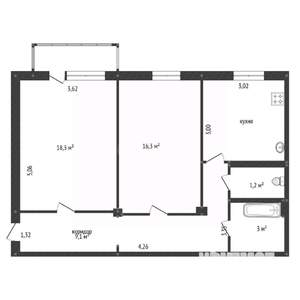 2-к квартира, вторичка, 62м2, 5/5 этаж