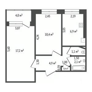 2-к квартира, вторичка, 45м2, 4/9 этаж