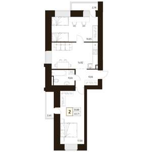 2-к квартира, строящийся дом, 61м2, 11/17 этаж