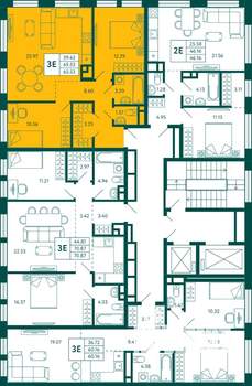 2-к квартира, строящийся дом, 66м2, 12/18 этаж