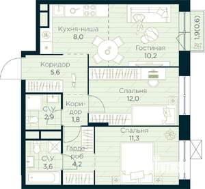 2-к квартира, вторичка, 60м2, 8/10 этаж