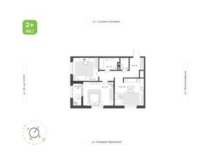 2-к квартира, вторичка, 66м2, 18/25 этаж