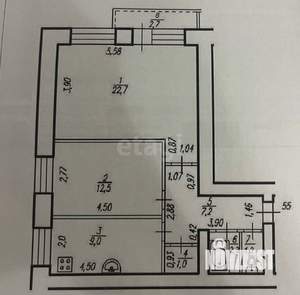 2-к квартира, вторичка, 56м2, 9/12 этаж