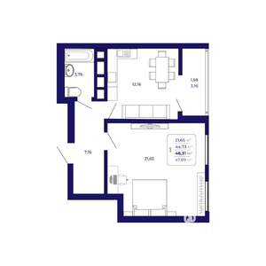 1-к квартира, вторичка, 46м2, 11/25 этаж