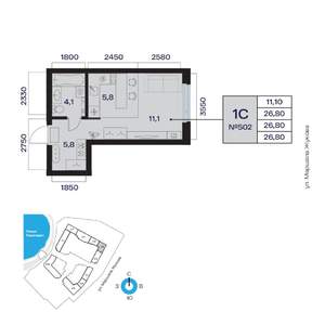 1-к квартира, вторичка, 27м2, 4/32 этаж