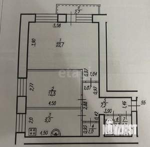 2-к квартира, вторичка, 56м2, 9/12 этаж